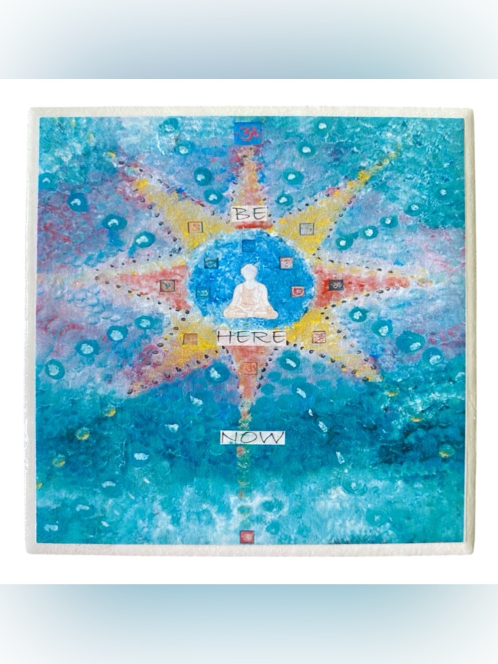 Handmade Free Spirit Yoga Tile Trivet Be Here Now Abundance Energy Meditation